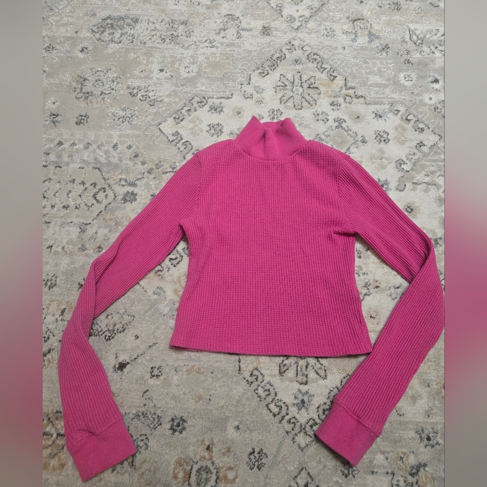 BDG Pink Waffle Knit Long Sleeve